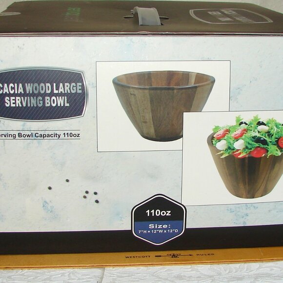 NEW Acacia Wood Large Serving Bowl by Servappetit, Salad Chips Fruit NIB - Picture 3 of 7